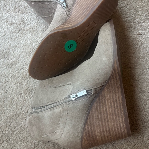 Lucky Brand Taupe Wedge Boots - Picture 2 of 6